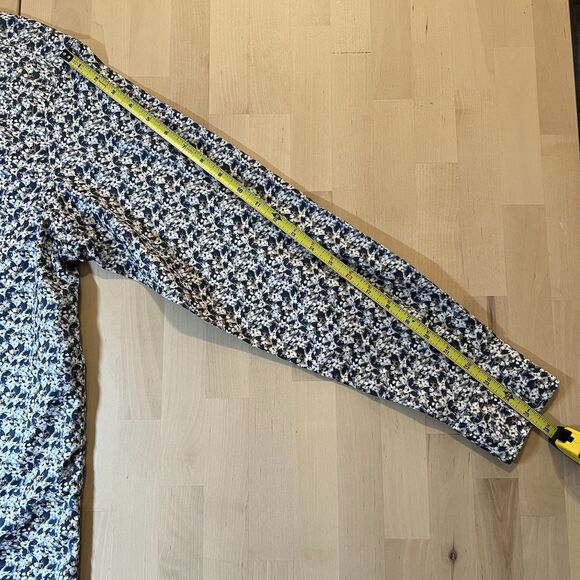 Cremieux Floral Mens Button Down Dress Shirt Size M Blue White Spread Collar - Picture 5 of 7